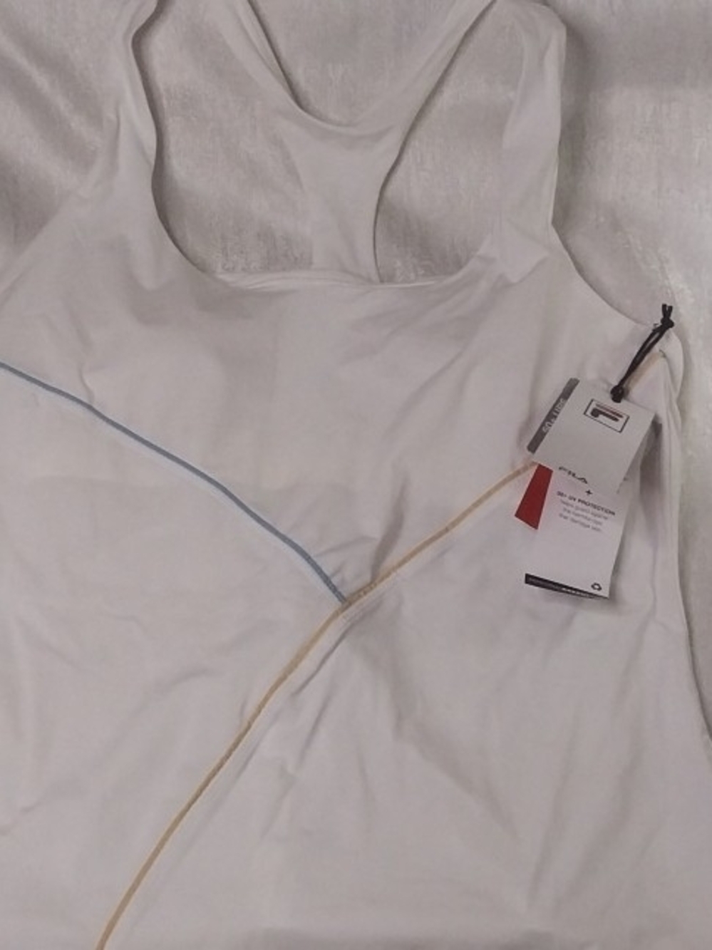 Fila White Tank Top with Tan Contrast Trim